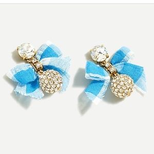 J.Crew Festive pavé drop bow earrings